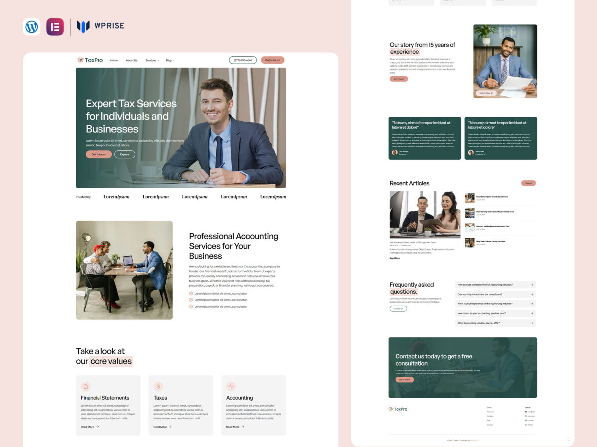 TaxPro - Finance and Tax Expert Elementor Template