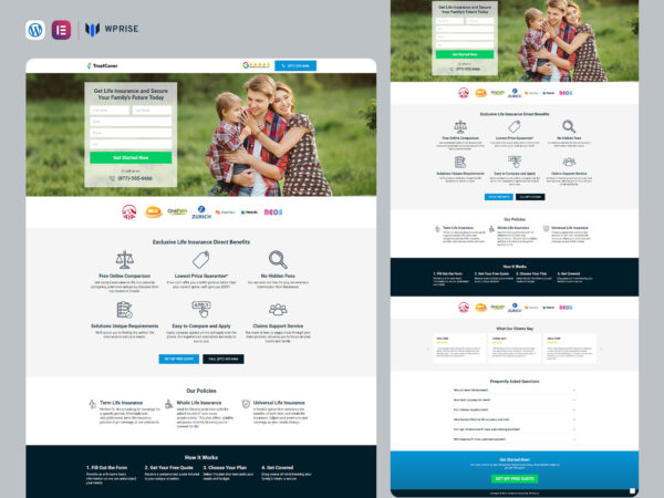 TrustCover - Life Insurance Lead Generation Landing Page