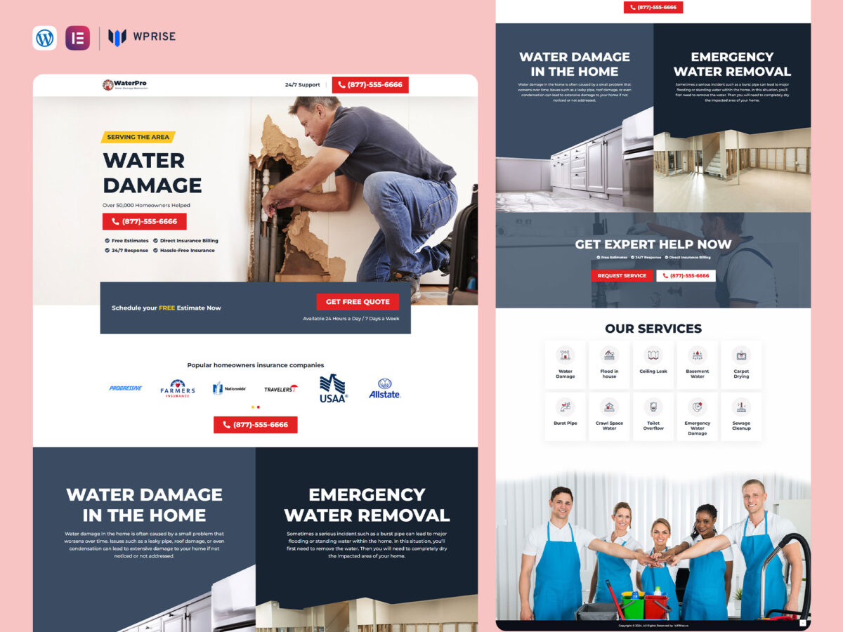 WaterPro - Water Damage Restoration Landing Page for Lead Generation