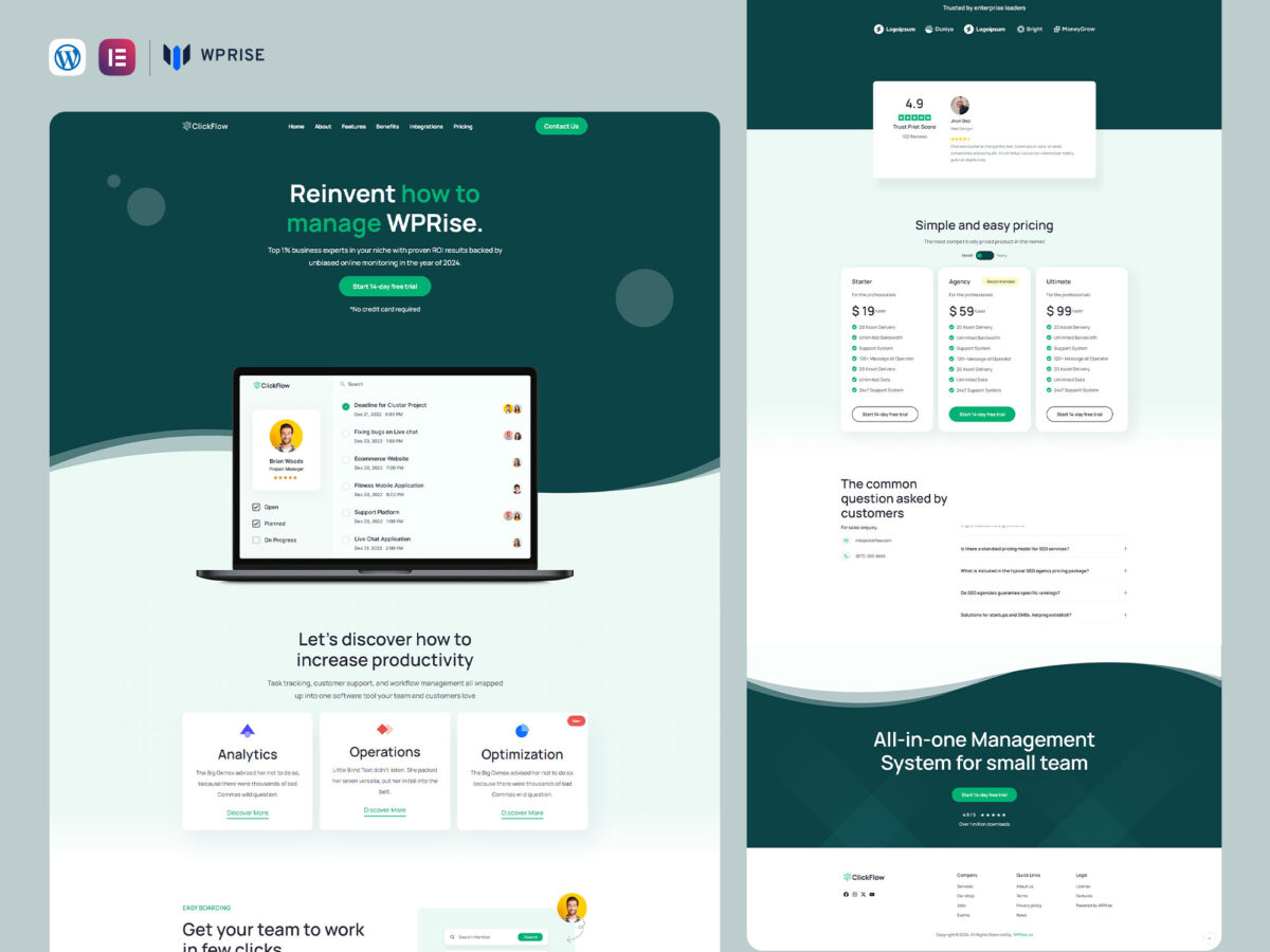 ClickFlow - SaaS & Startup Website Elementor Template