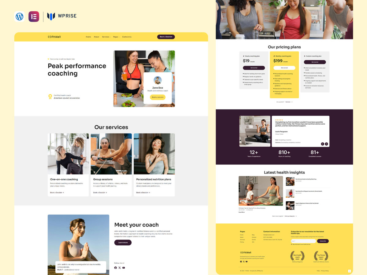 FitWell - Health and Wellness Coach Elementor Template