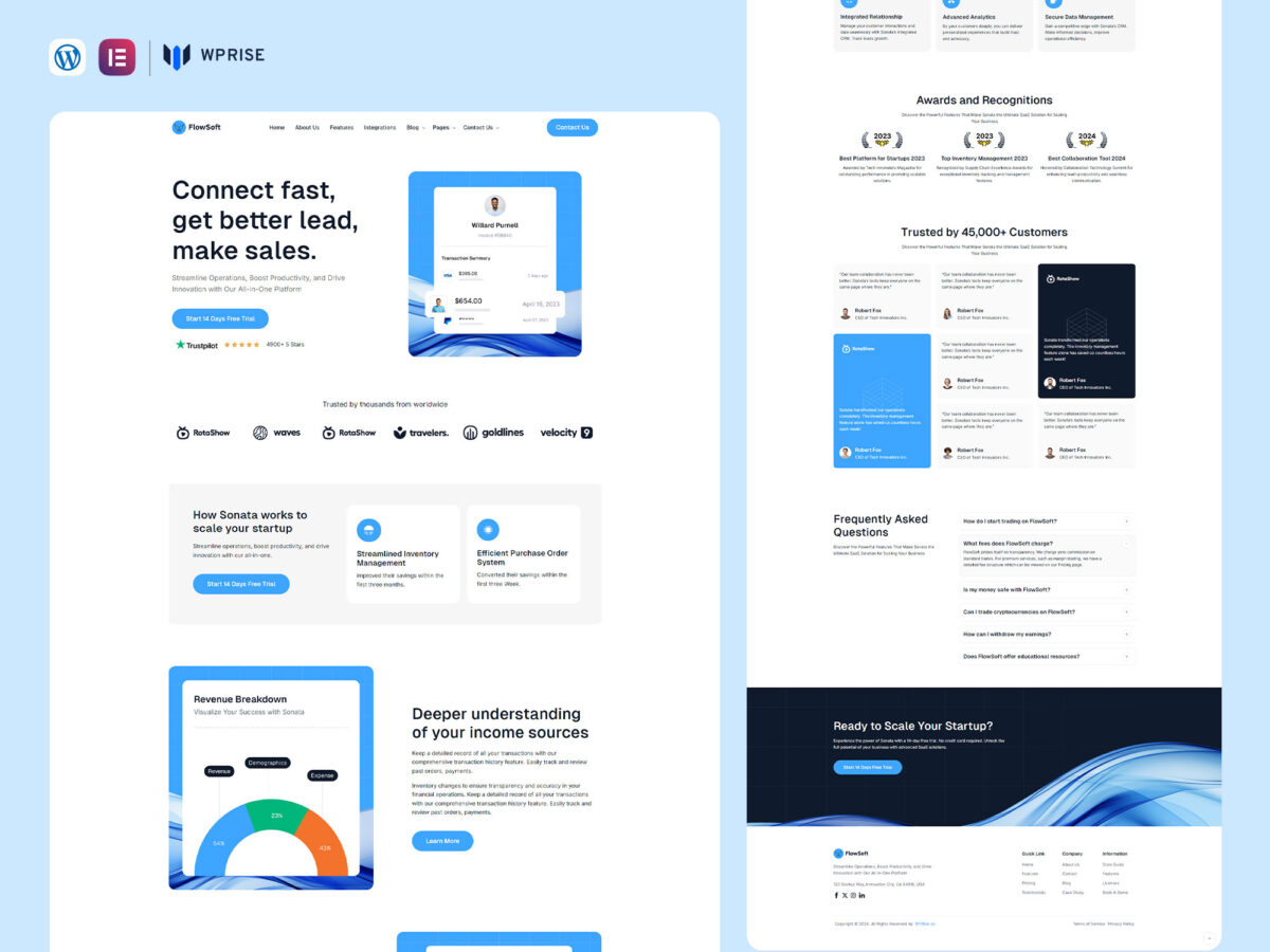 FlowSoft - Multi-layout Marketing Website Elementor Template