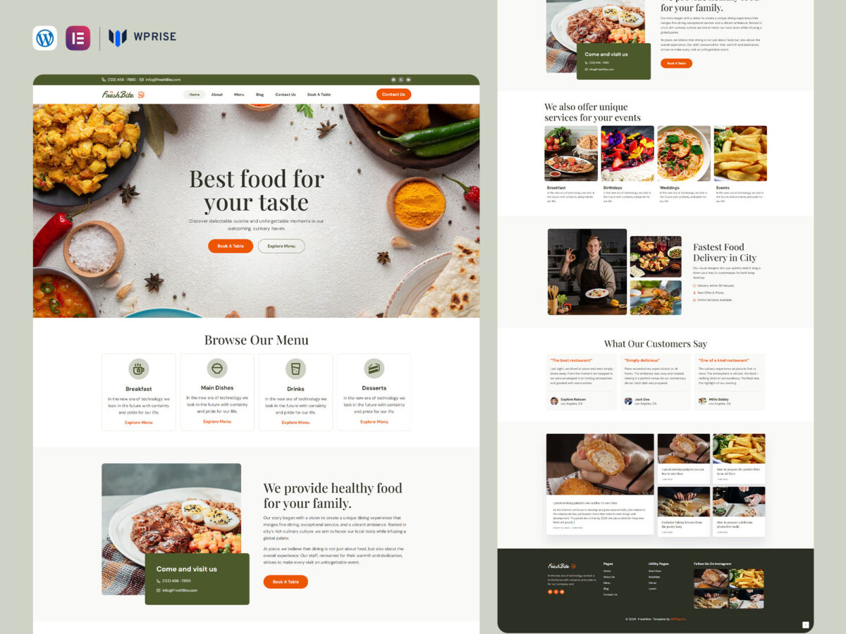 FreshBite - Food & Restaurant Elementor Template