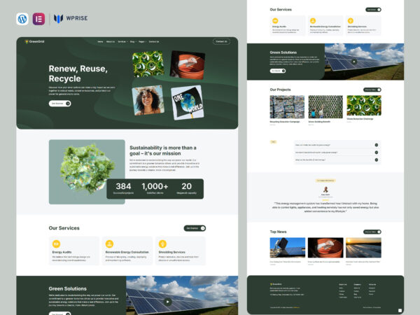 GreenGrid - Green Energy and Ecology Elementor Template