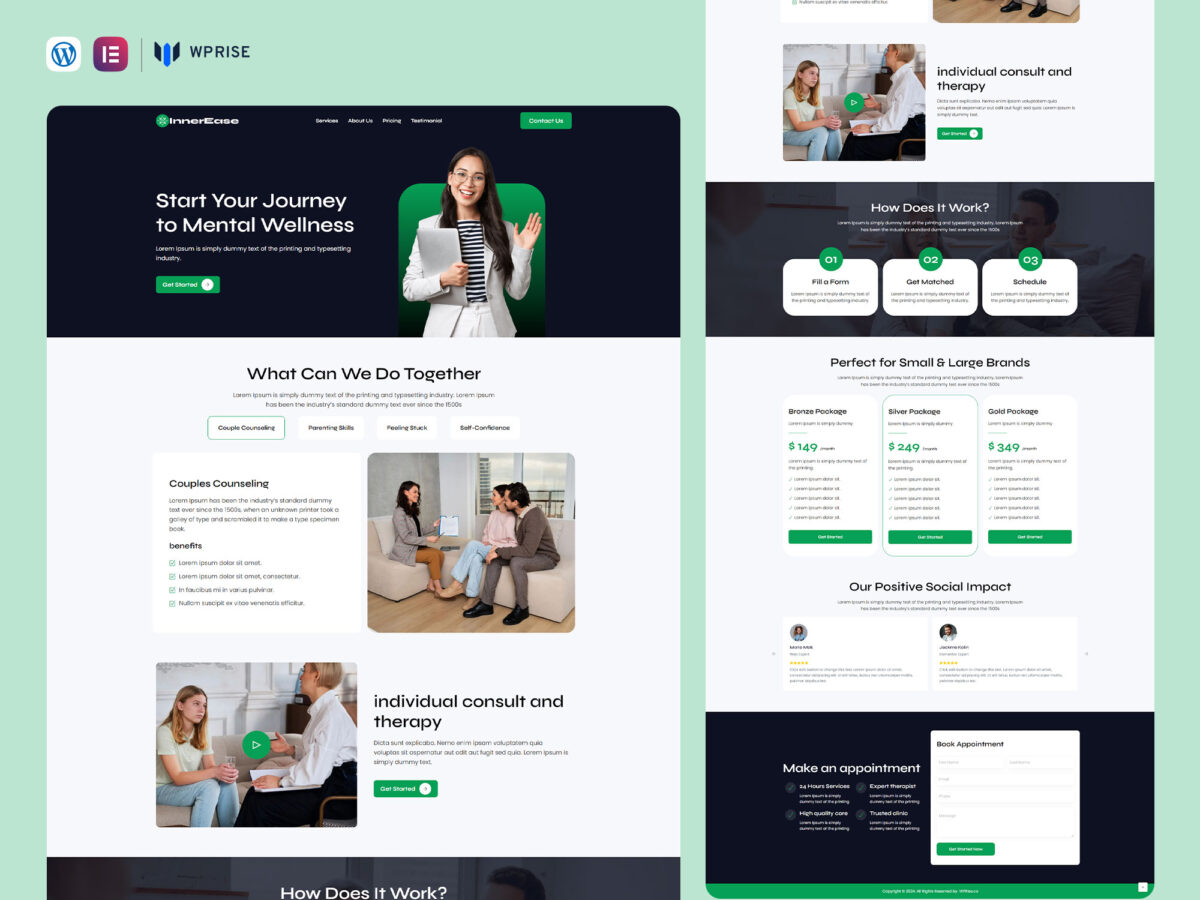 InnerEase - Mental Wellness Landing Page for Lead Generation