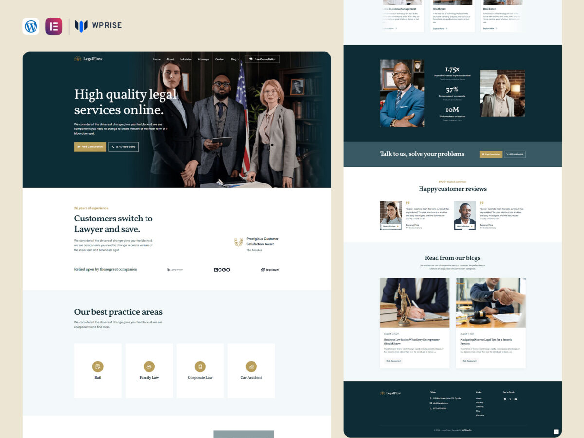 LegalFlow - Lawyer and Attorney Elementor Template