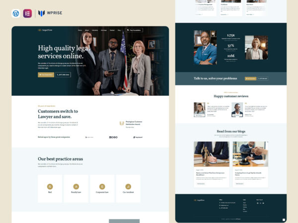 LegalFlow - Lawyer and Attorney Elementor Template