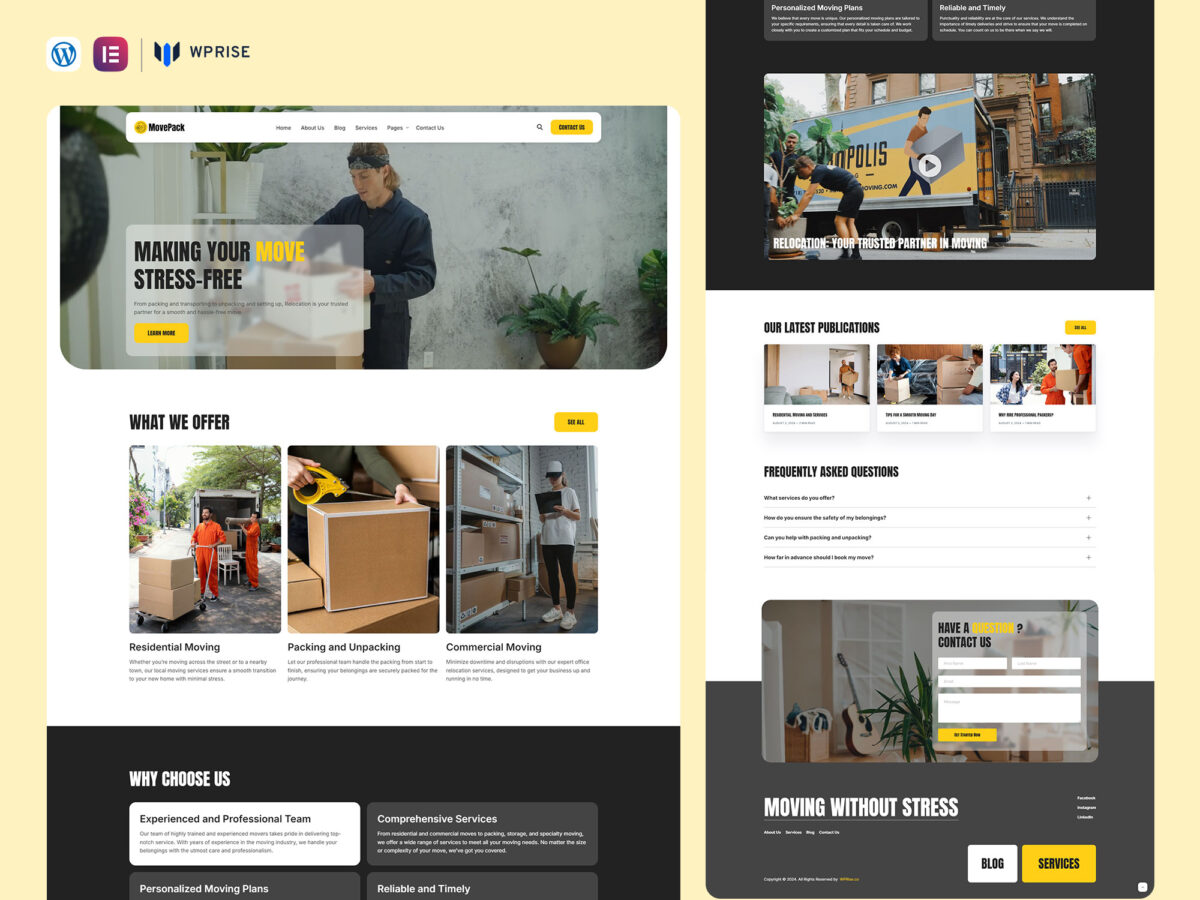 MovePack - Moving Service Website Elementor Template