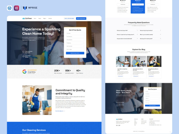 QuClean - Cleaning Service Website Elementor Template