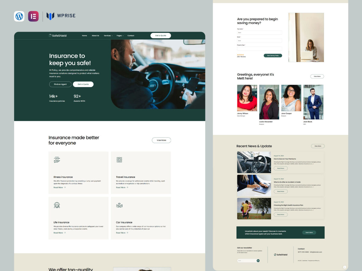 SafeShield - Insurance Company Website Template