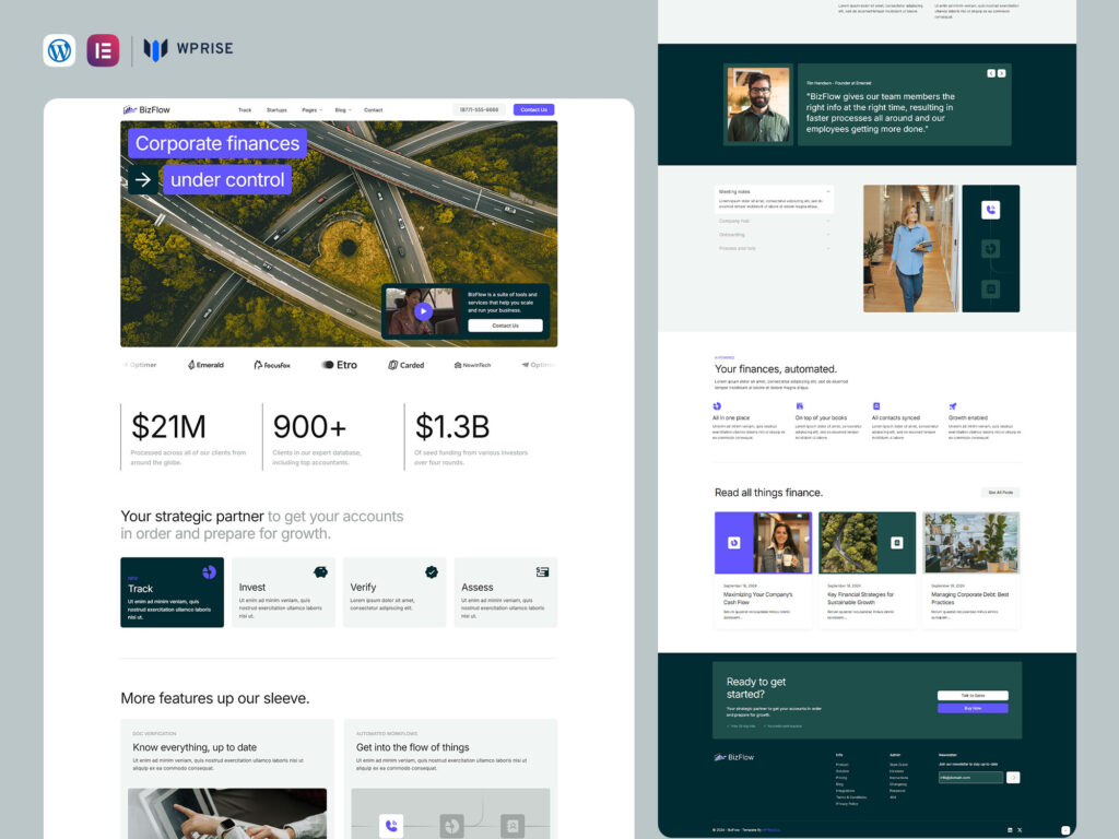 Service Blog Templete BizFlow - Corporate Services Elementor Template - WPRise