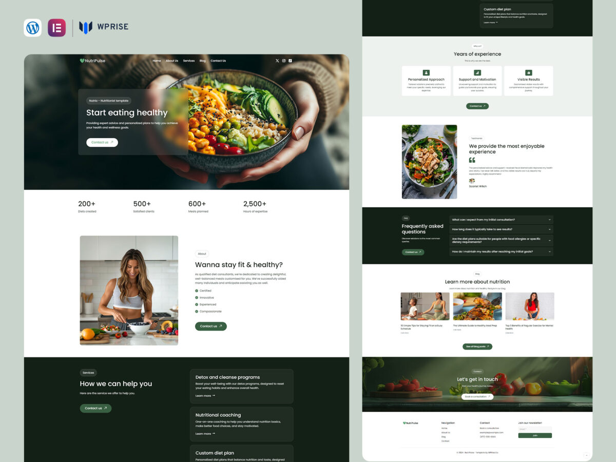 NutriPulse - Nutrition Coach & Nutritionist Elementor Template