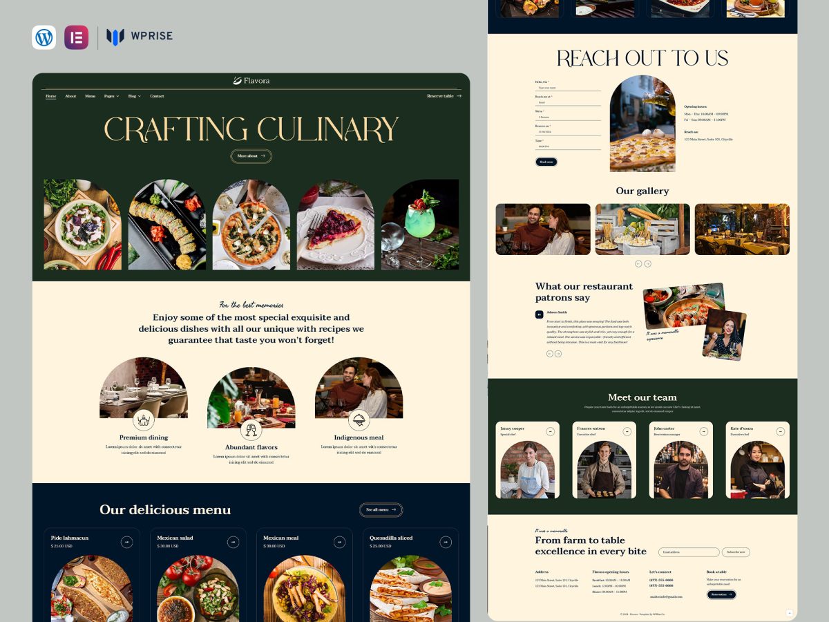 Flavora - Cafe & Restaurant Elementor Template
