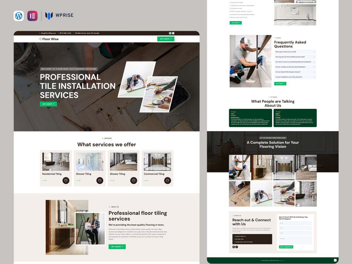 FloorWise - Floor Tiles Installer Landing Page for Lead Generation