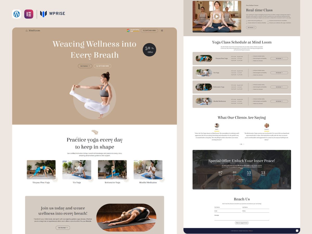 MindLoom - Yoga Wellness Services Lead Generation Landing Page