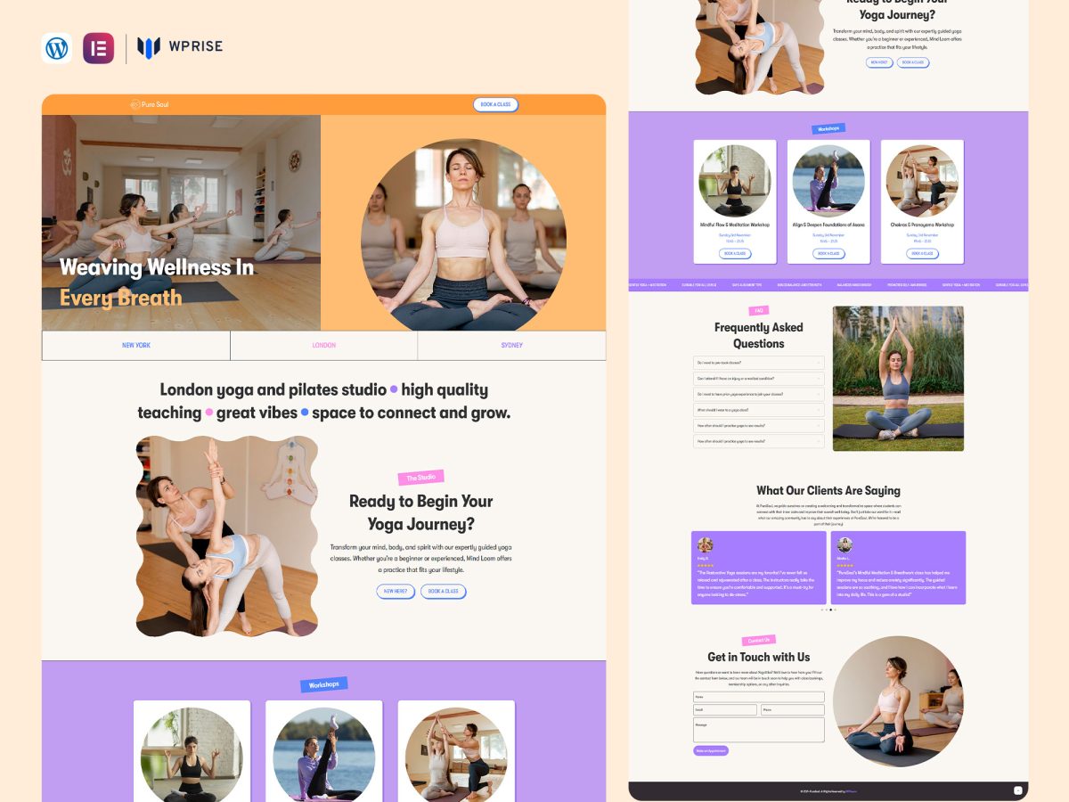 PureSoul - Yoga Wellness Services Lead Generation Landing Page
