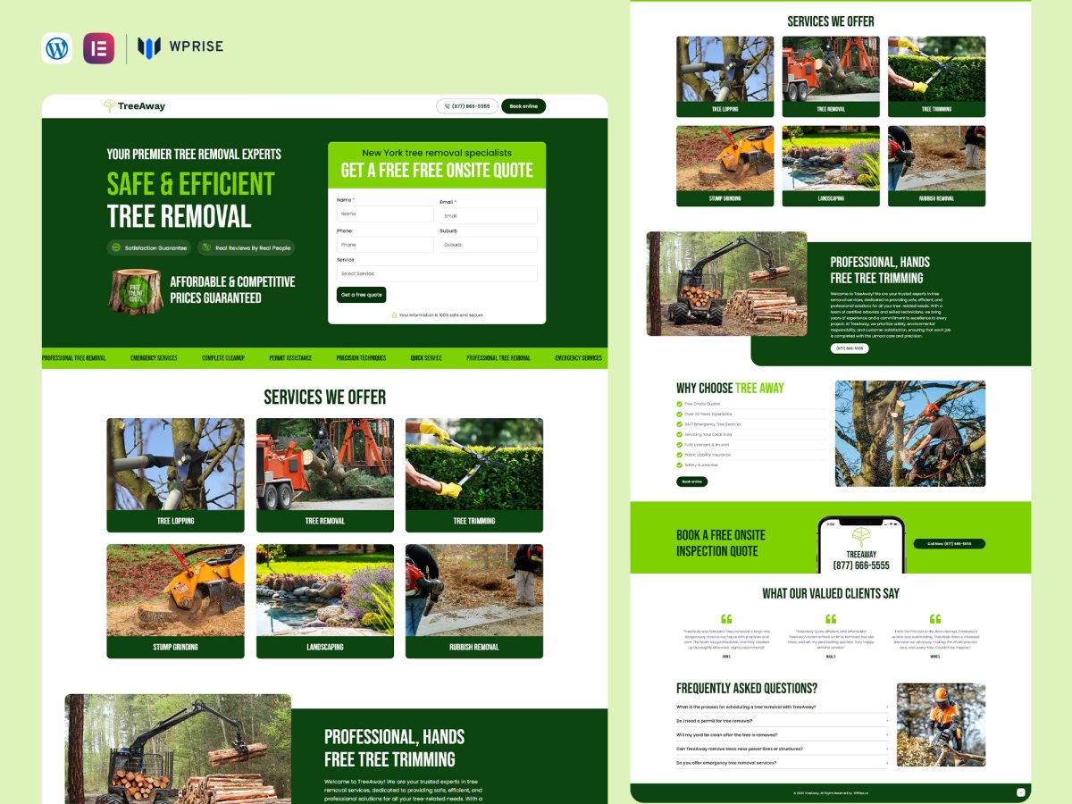 TreeAway - Tree Removal Landing Page for Lead Generation