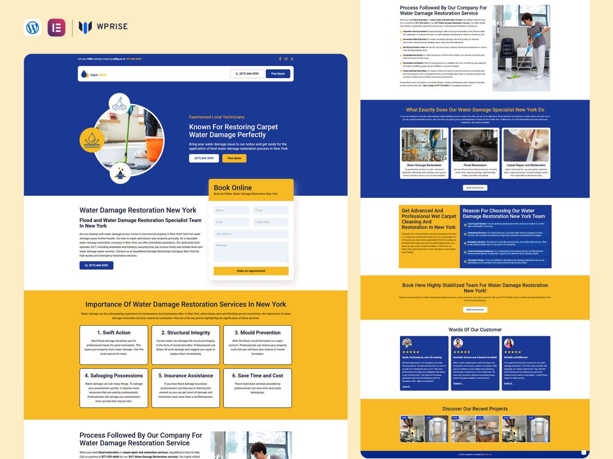 AquaMend - Water Damage Restoration Landing Page for Lead Generation