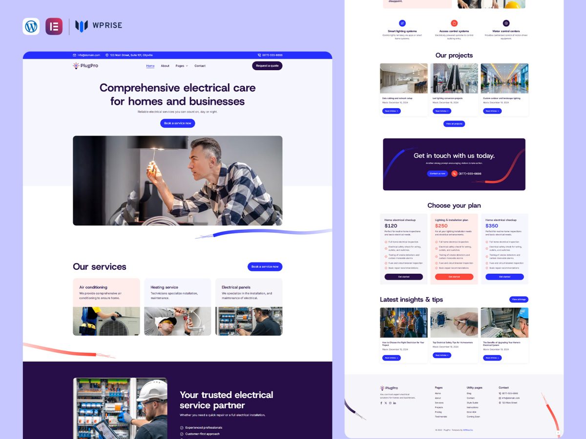 PlugPro - Professional Electrician Services Elementor Template