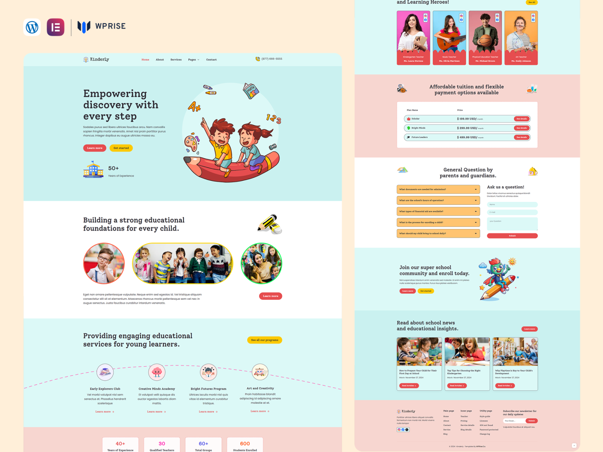 Kinderly - Education, Kindergarten Website Template