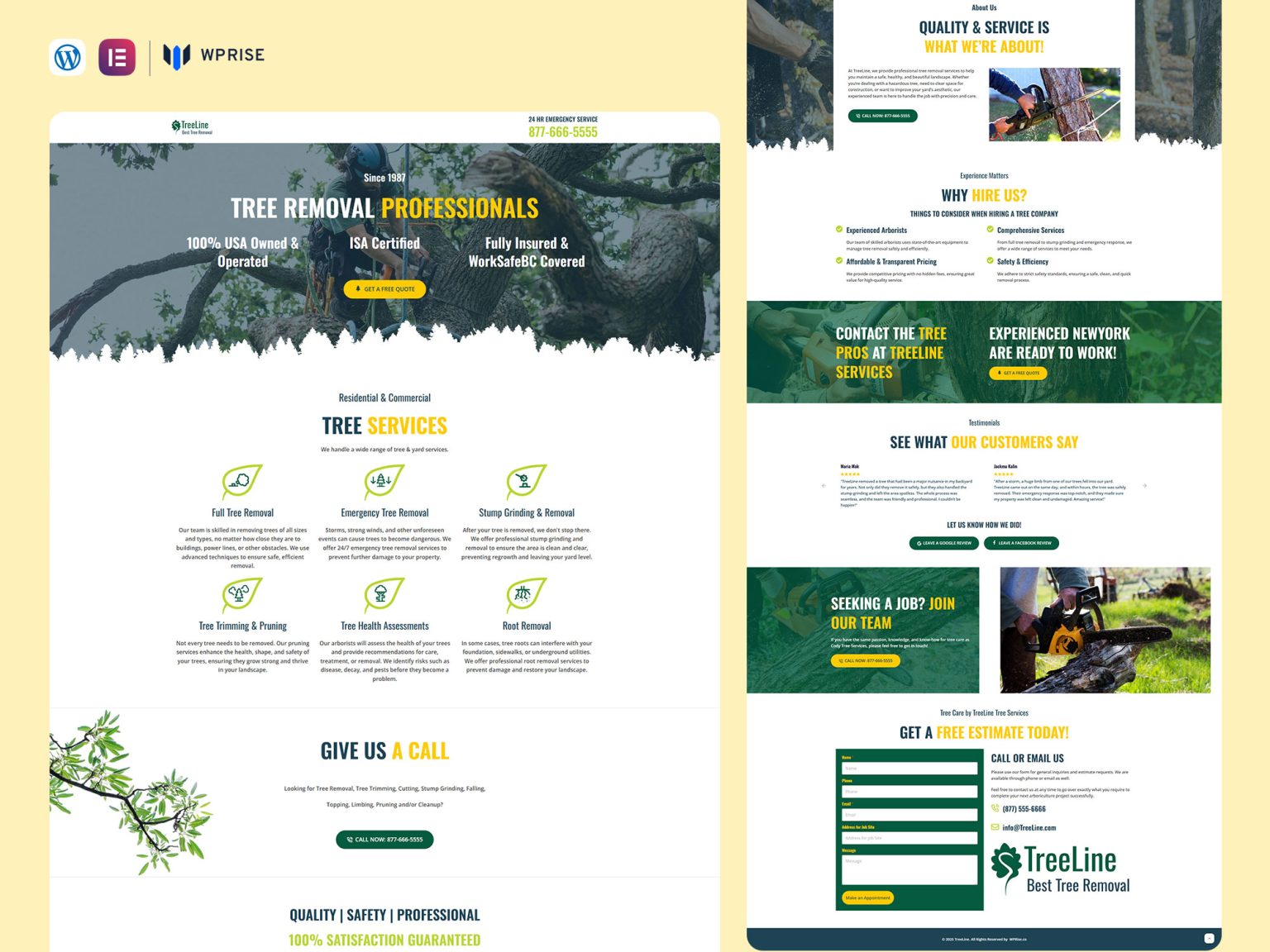TreeLine - Tree Removal Landing Page for Lead Generation - WPRise