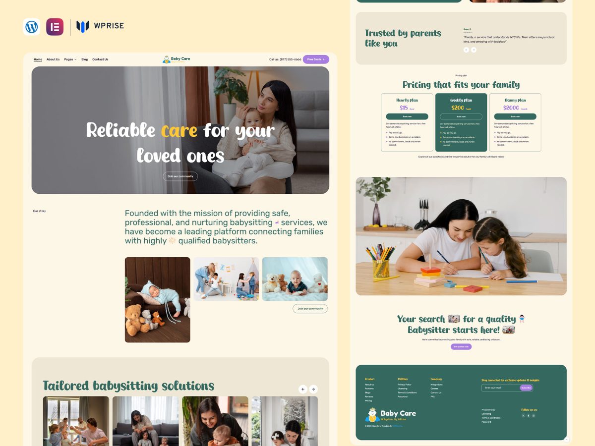 BabyCare - Babysitter Service Elementor Template
