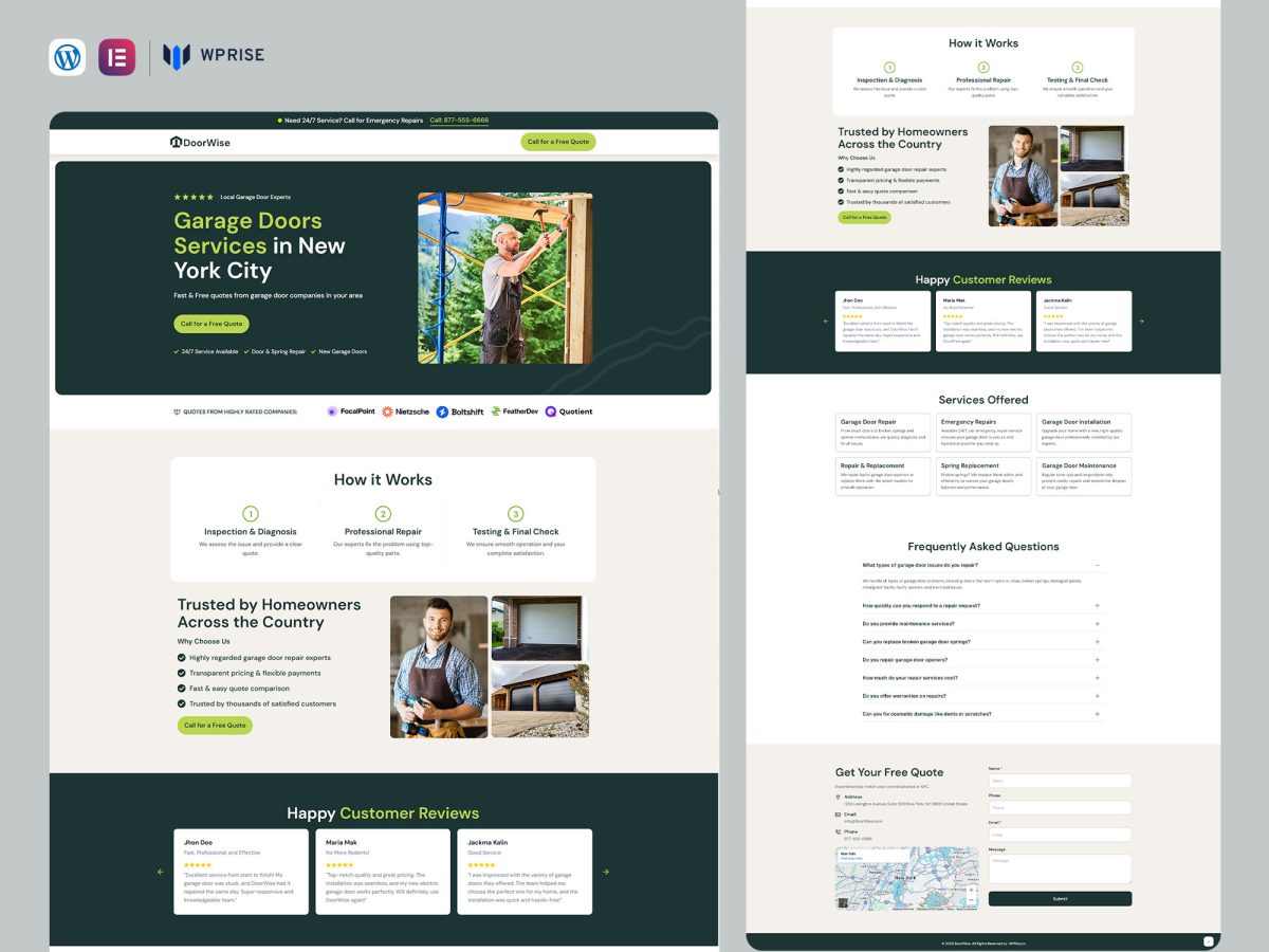 DoorWise - Garage Door Repair Landing Page for Lead Generation