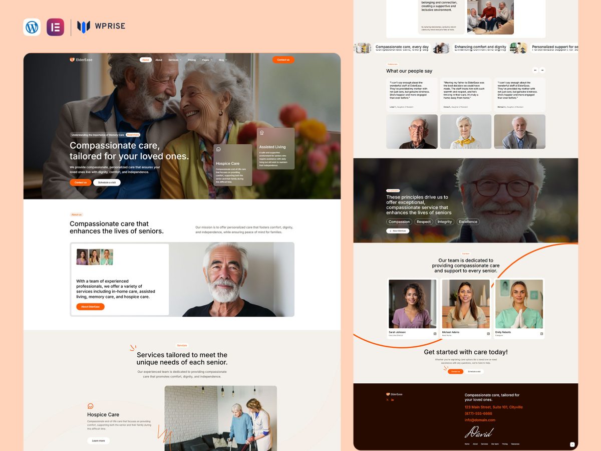 ElderEase - Nursing and Senior Care Elementor Template