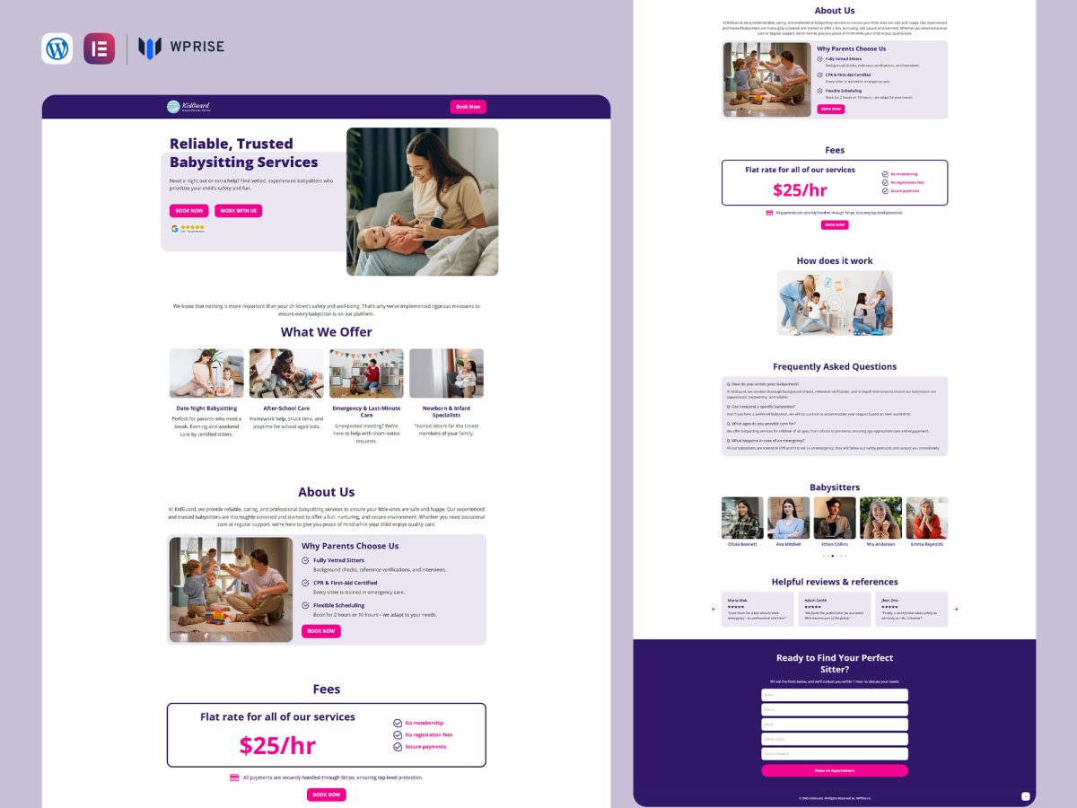 KidGuard - Babysitter Lead Generation Landing Page
