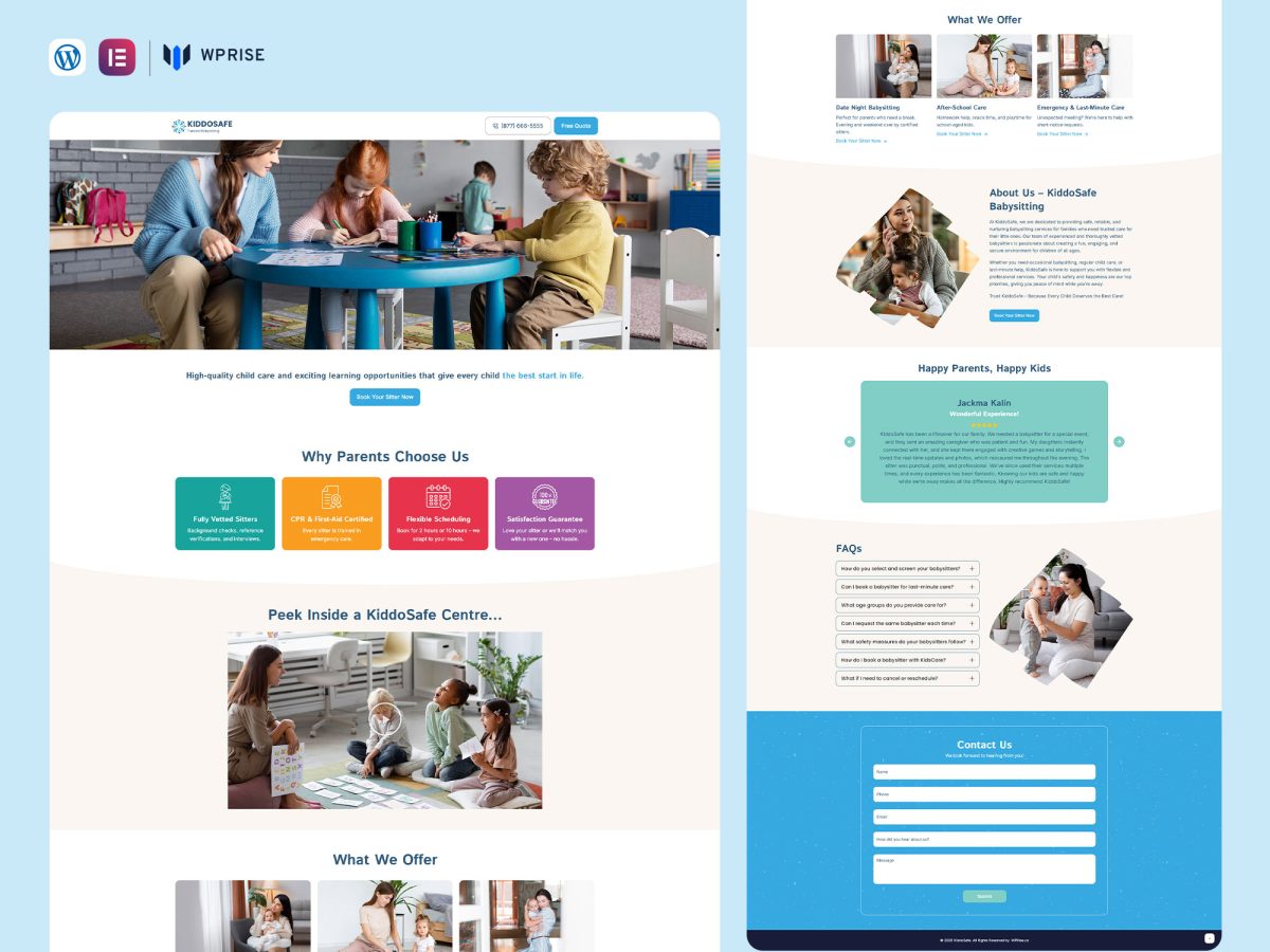 KiddoSafe - Babysitter Lead Generation Landing Page