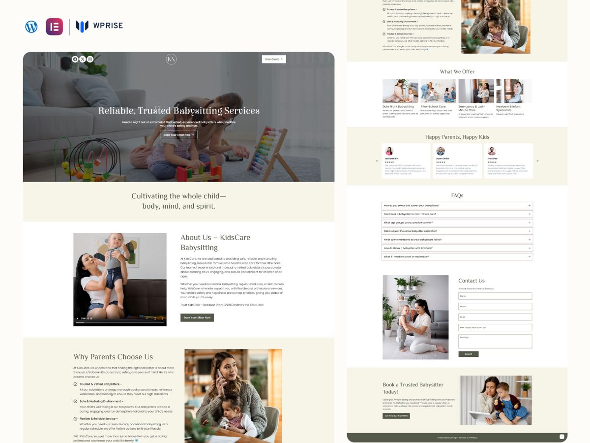 KidsCare - Babysitter Lead Generation Landing Page