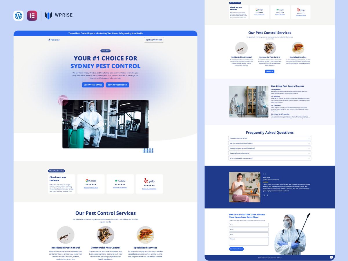 PestFree - Pest Control Landing Page Template