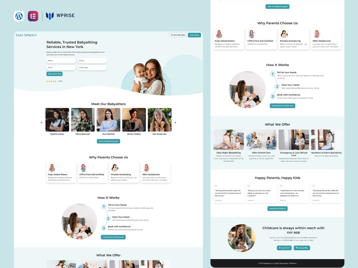 SafeSprout - Babysitter Lead Generation Landing Page