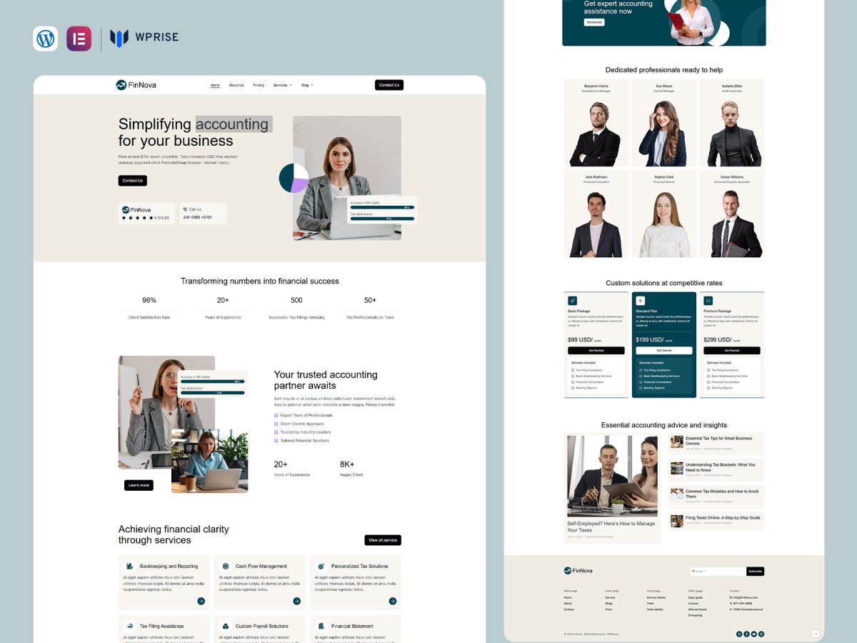 FinNova - Tax Accounting Services Elementor Template