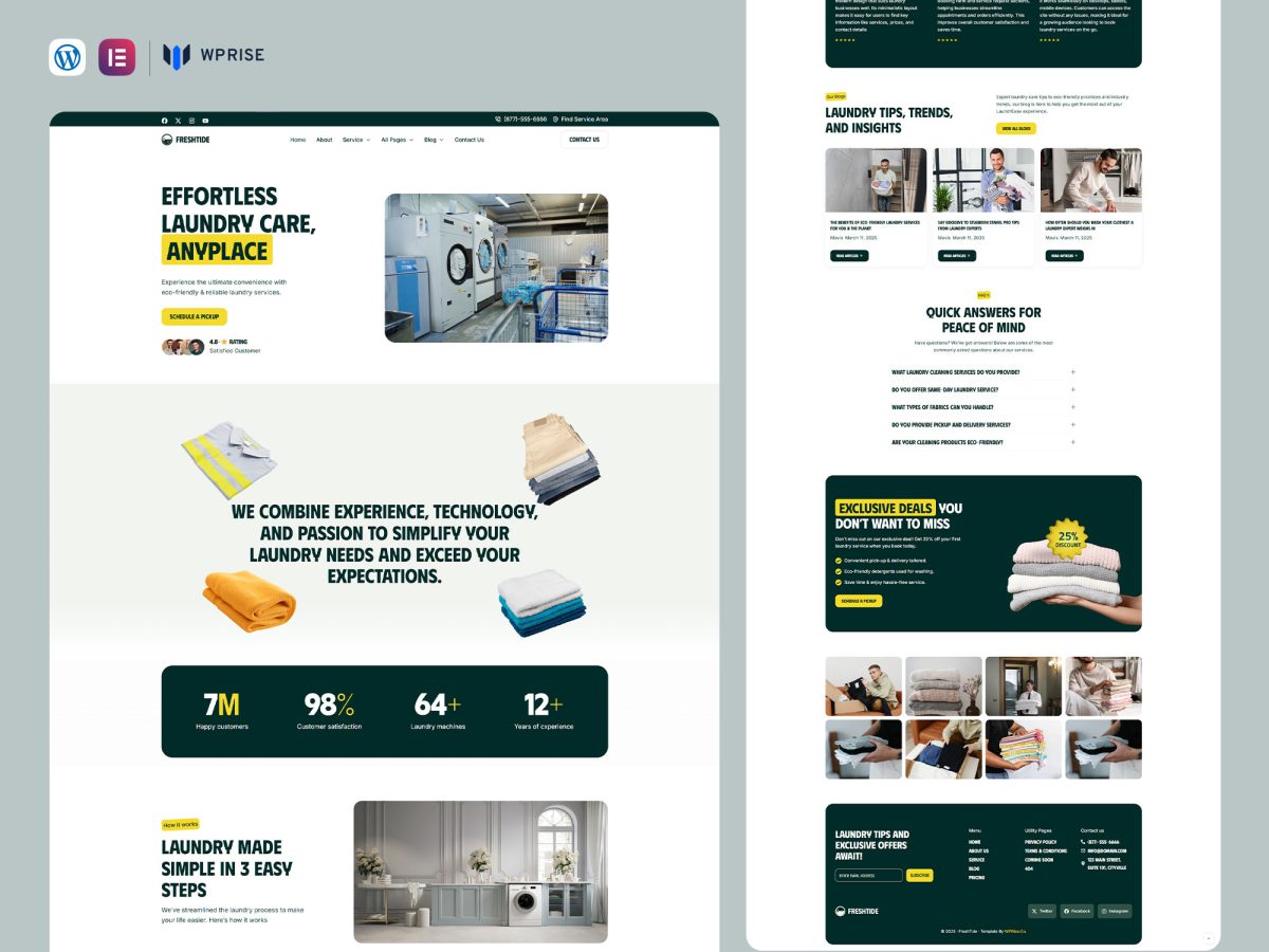 FreshTide - Professional Laundry Service Elementor Template