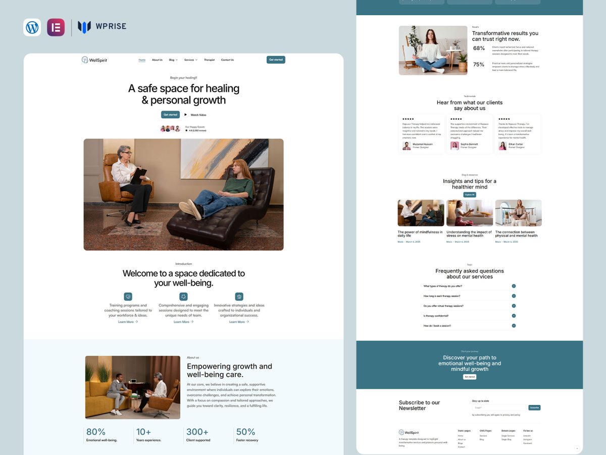 WellSpirit - WellSpirit Therapy Service Elementor Template