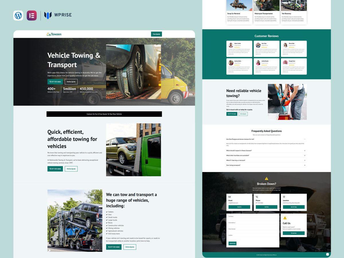 Towzen - Car Removal Service Lead Generation Landing Page