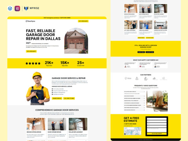 DoorSync - Garage Door Repair Landing Page for Lead Generation