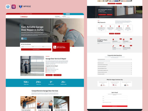 EliteDoor - Garage Door Repair Landing Page for Lead Generation