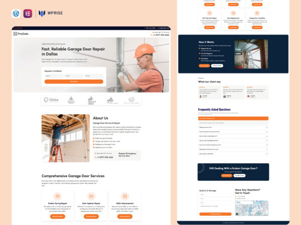 ProGate - Garage Door Repair Services Landing Page for Lead Generation