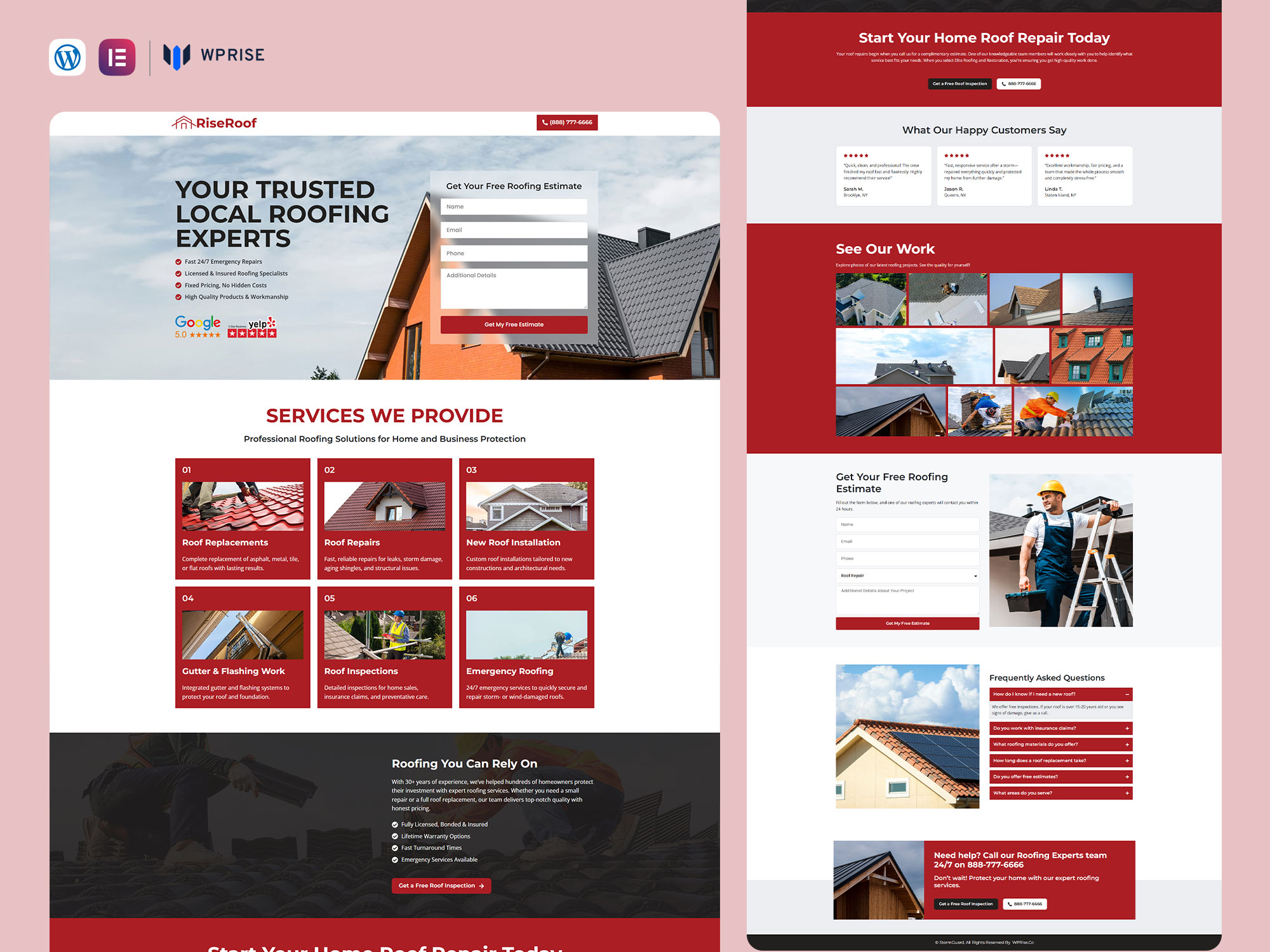 RiseRoof - Roofing Lead Generation Landing Page