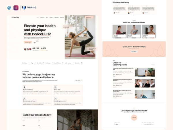 PeacePulse - Yoga and Wellness Elementor Template