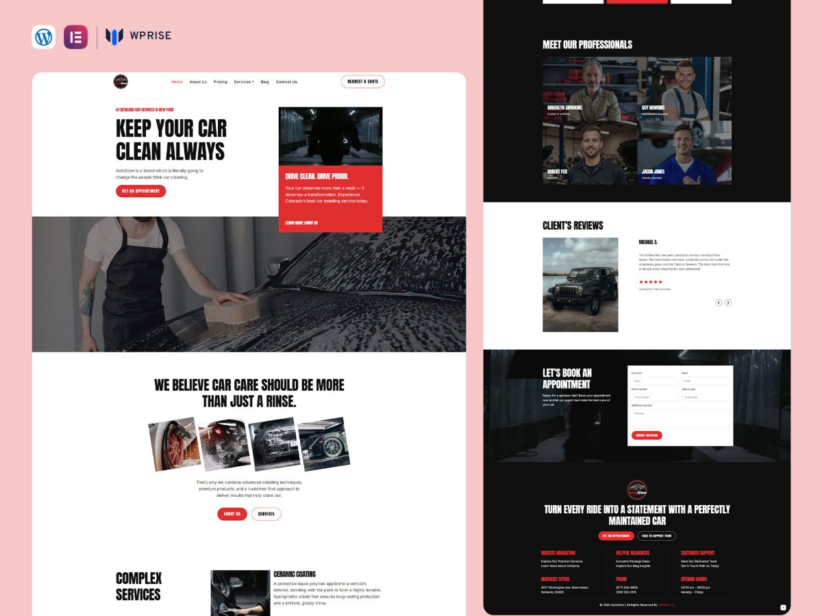AutoGlow - Car Wash Elementor Template
