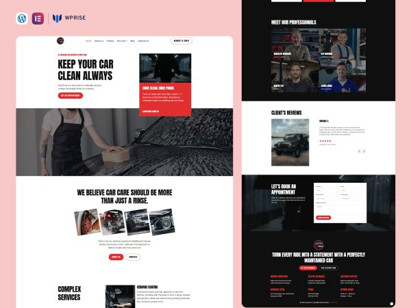 AutoGlow - Car Wash Elementor Template