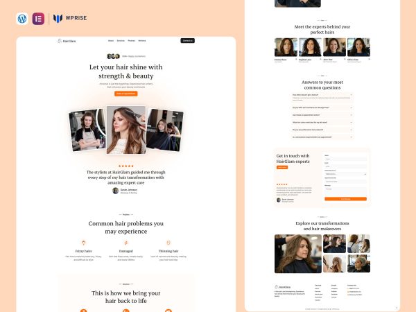 HairGlam - Hair Salon & Beauty Care Lead Generation Landing Page