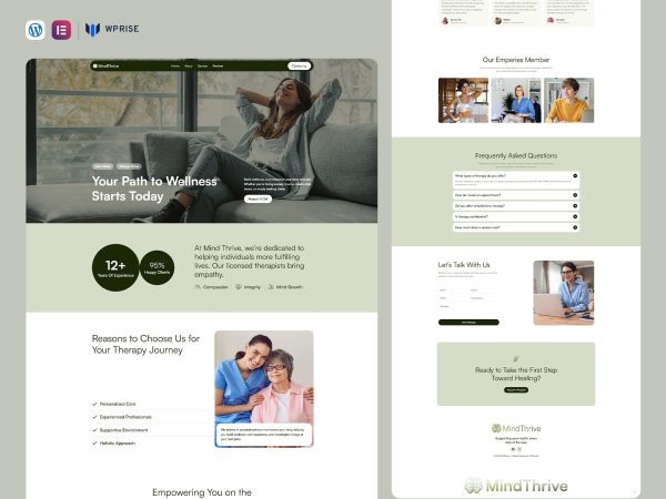 MindThrive - Mental Health & Wellness Landing Page for Lead Generation