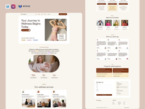 SoulSpring - Wellness Therapy Service Elementor Template
