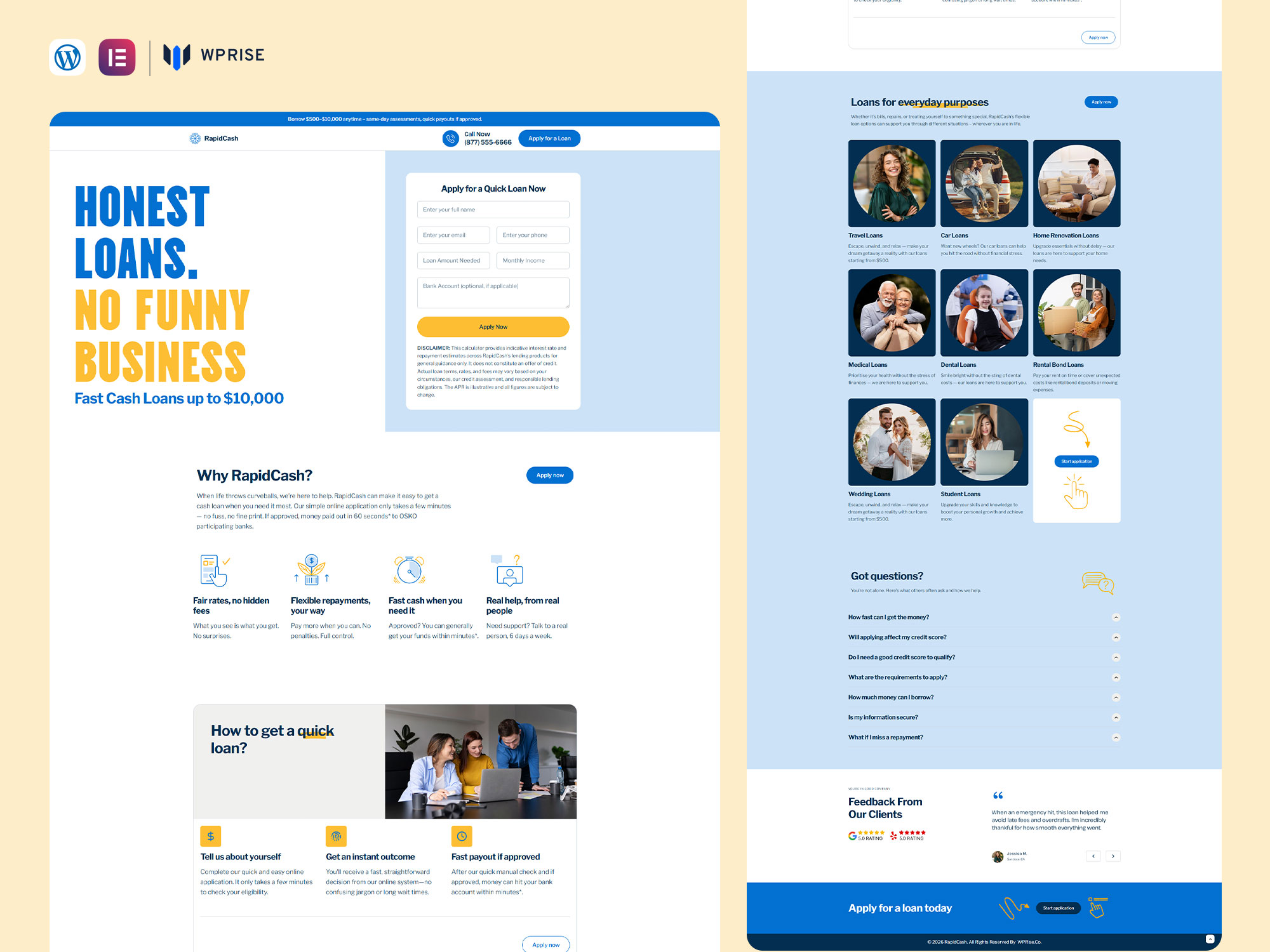 RapidCash - Quick Cash Loan Services Lead Generation Landing Page