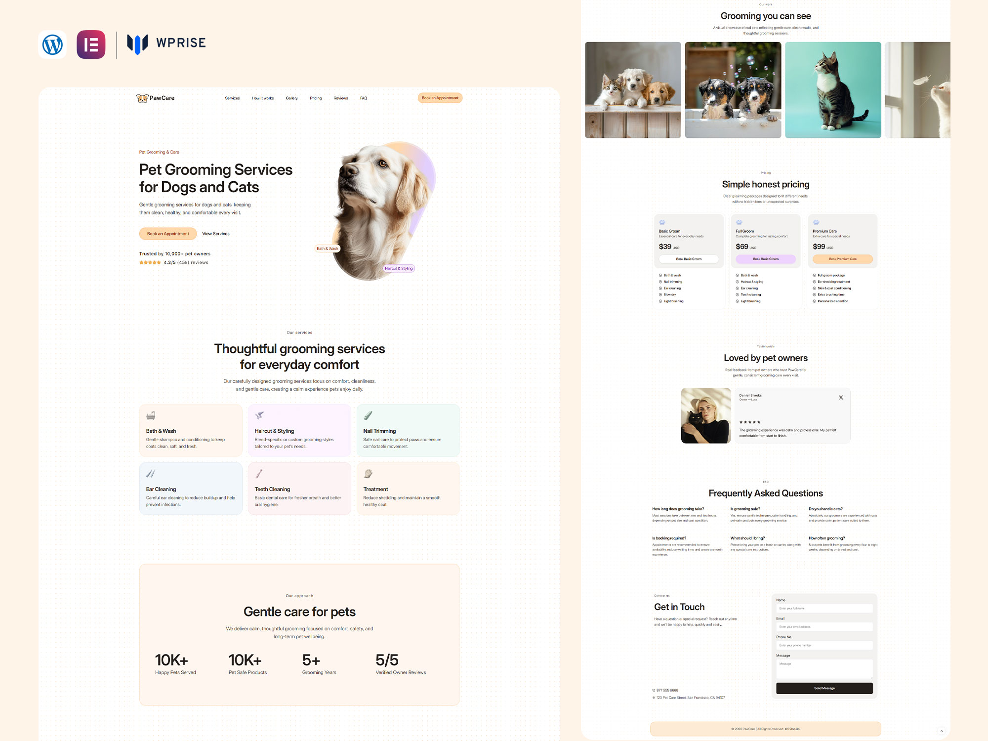PawCare - Pet Grooming Services Landing Page for Lead Generation