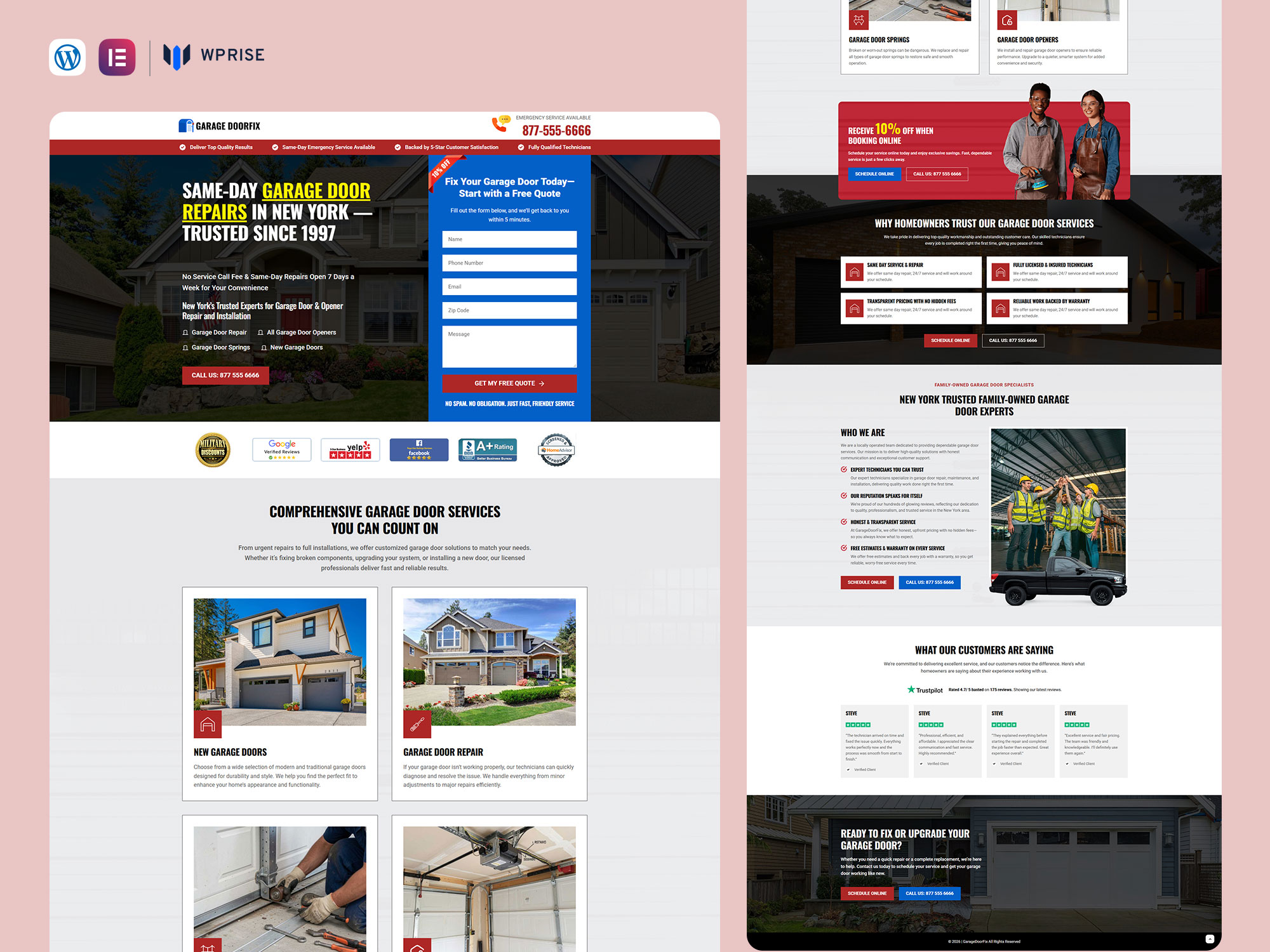 GarageDoorFix - Garage Door Repair Services Landing Page for Lead Generation